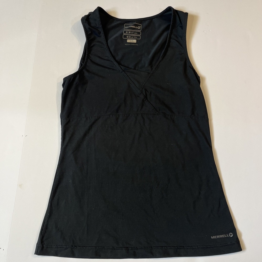 Merrell Opti-Wick Tank Women's Small Black UPF 50+ Sleeveless V-Neck Stretch EUC